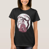 Yoga cherry blossom tree meditate Japanese writing Tシャツ (正面)