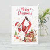 Yoga Christmas Santa Claus posing Yoga Holiday シーズンカード (スタンド正面)