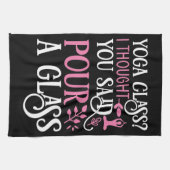 Yoga Class? Pour a Glass キッチンタオル (横)