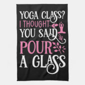 Yoga Class? Pour a Glass キッチンタオル (縦)