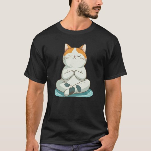 Yoga Cute Kitty Cat Tシャツ (正面)