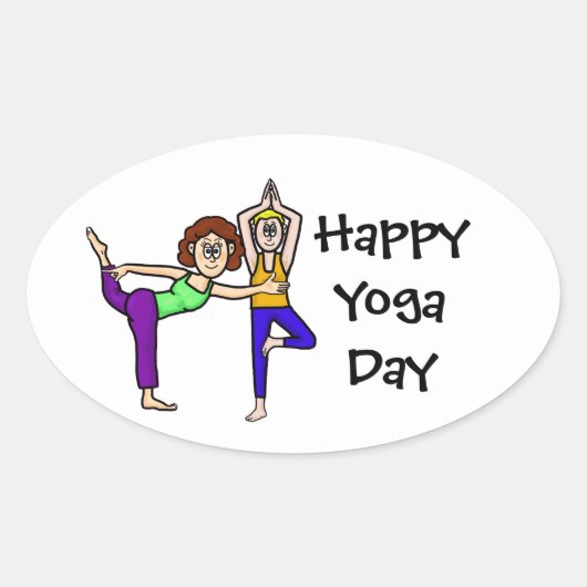 Yoga Dayスタンプまたは名前タグ 楕円形シール (正面)