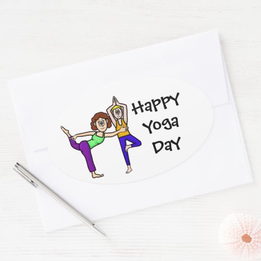 Yoga Dayスタンプまたは名前タグ 楕円形シール (封筒)