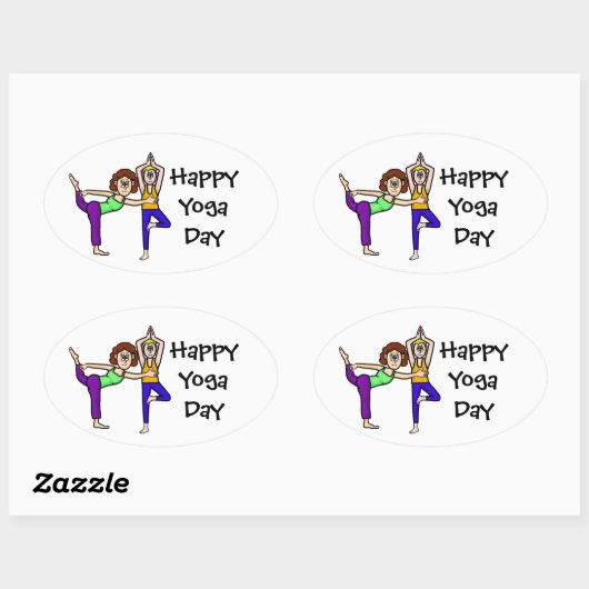Yoga Dayスタンプまたは名前タグ 楕円形シール (シート)