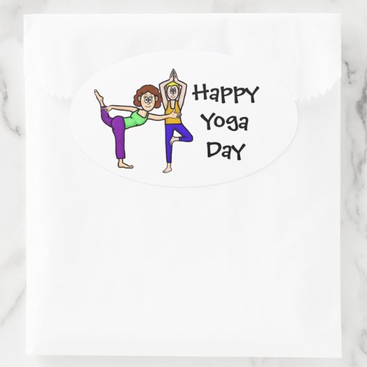 Yoga Dayスタンプまたは名前タグ 楕円形シール (バッグ)