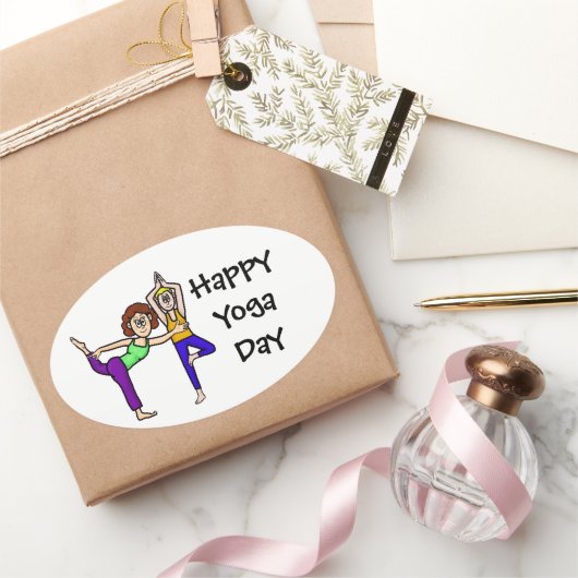 Yoga Dayスタンプまたは名前タグ 楕円形シール (ギフト)