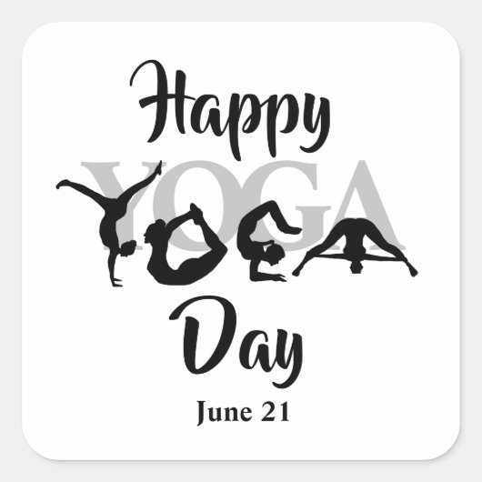 Yoga Day Squareシルエットシールまたは名前タグ スクエアシール (正面)