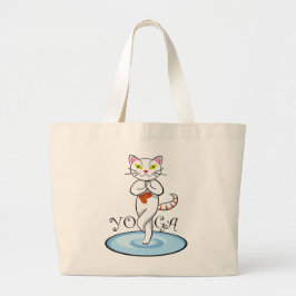 Yoga del gato de Lindo ラージトートバッグ