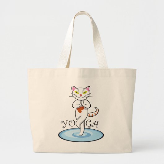 Yoga del gato de Lindo ラージトートバッグ (正面)
