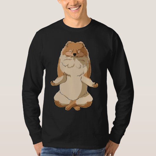 Yoga Dog Pomeranian Tシャツ (正面)