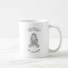 Yoga figure be happy message コーヒーマグカップ
