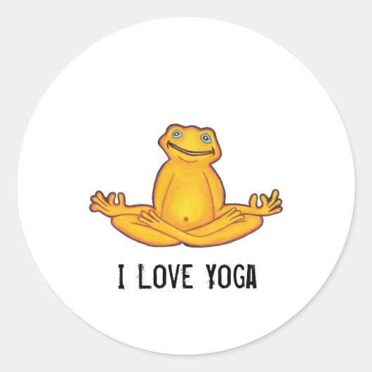 Yoga Frog - I Love Yoga, Sticker ラウンドシール (正面)