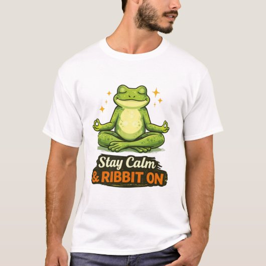 Yoga Frog "Stay Calm & Ribbit On" Tシャツ (正面)