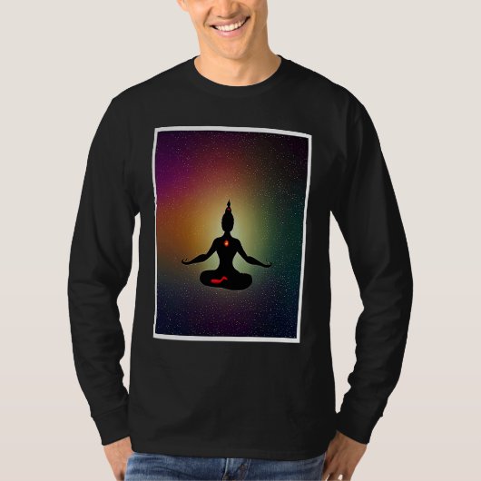 Yoga Girl Female Sun Salutation Meditation Chakra Tシャツ (正面)