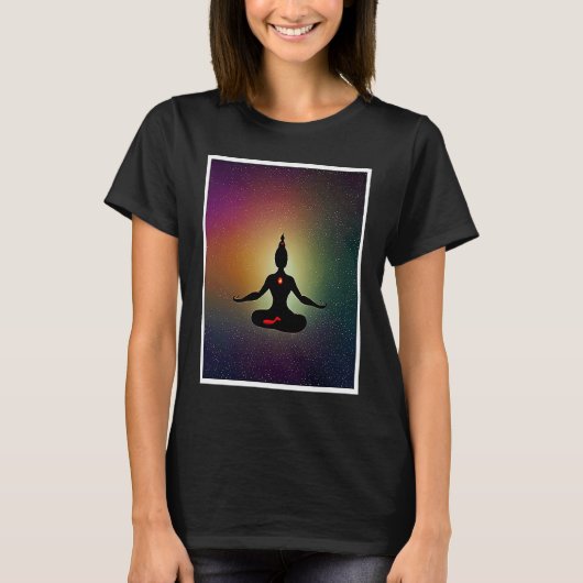 Yoga Girl Female Sun Salutation Meditation Chakra Tシャツ (正面)