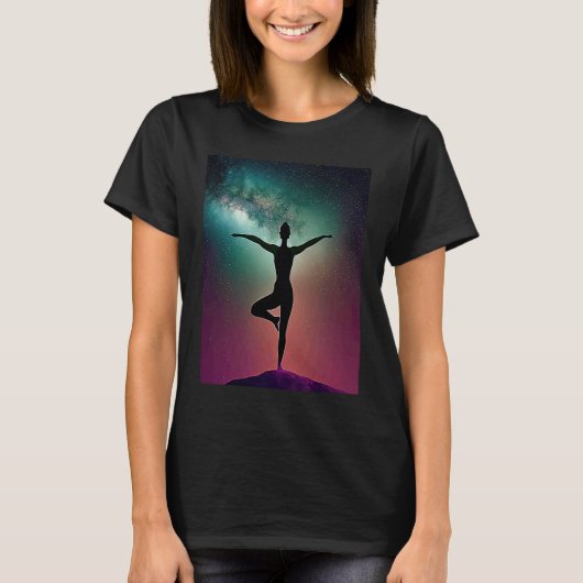 Yoga Girl Female Sun Salutation Meditation Chakra  Tシャツ (正面)