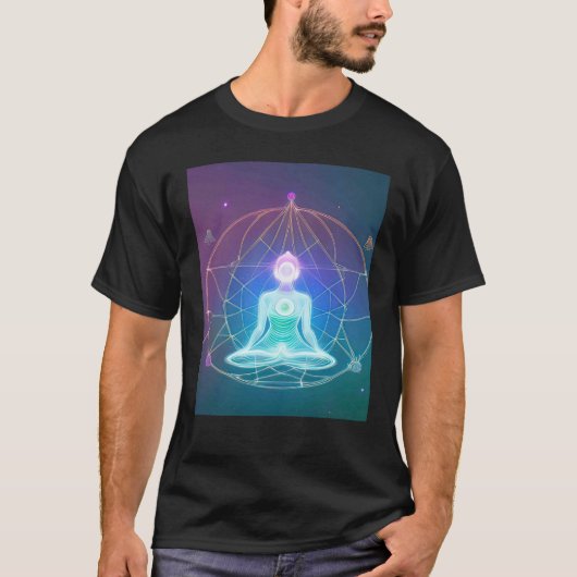 Yoga Girl Female Sun Salutation Meditation Chakra  Tシャツ (正面)