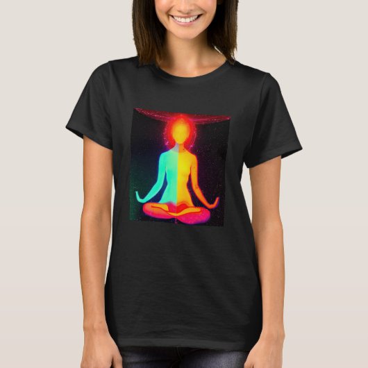 Yoga Girl Female Sun Salutation Meditation Chakra Tシャツ (正面)