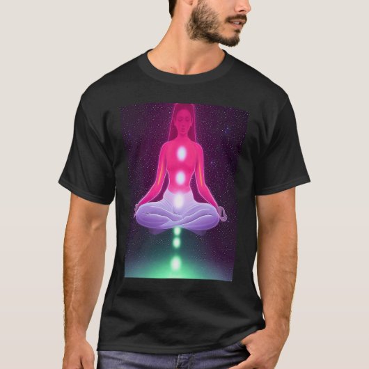 Yoga Girl Female Sun Salutation Meditation Chakra  Tシャツ (正面)
