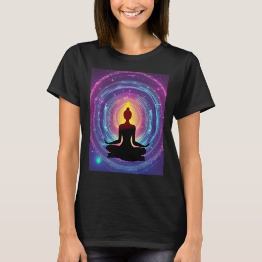 Yoga Girl Female Sun Salutation Meditation Chakra  Tシャツ (正面)