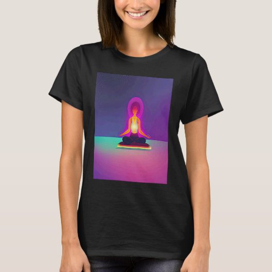 Yoga Girl Female Sun Salutation Meditation Chakra  Tシャツ (正面)