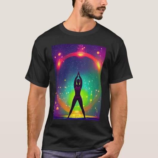 Yoga Girl Female Sun Salutation Meditation Chakra Tシャツ (正面)