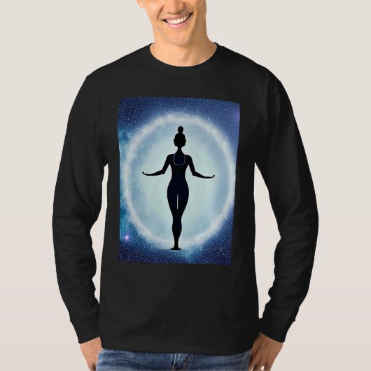 Yoga Girl Female Sun Salutation Meditation Chakra  Tシャツ (正面)