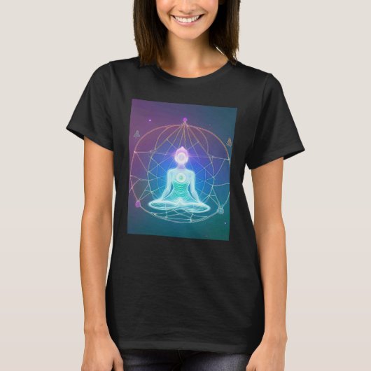 Yoga Girl Female Sun Salutation Meditation Chakra  Tシャツ (正面)