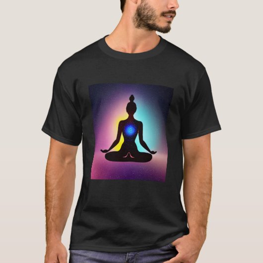 Yoga Girl Female Sun Salutation Meditation Chakra  Tシャツ (正面)