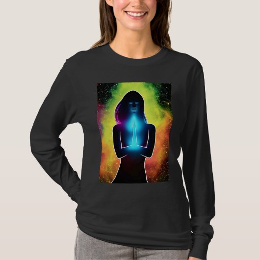 Yoga Girl Female Sun Salutation Meditation Chakra  Tシャツ (正面)
