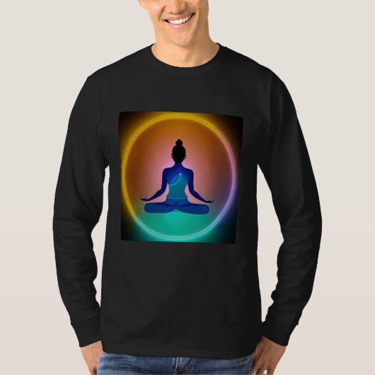 Yoga Girl Female Sun Salutation Meditation Chakra Tシャツ (正面)