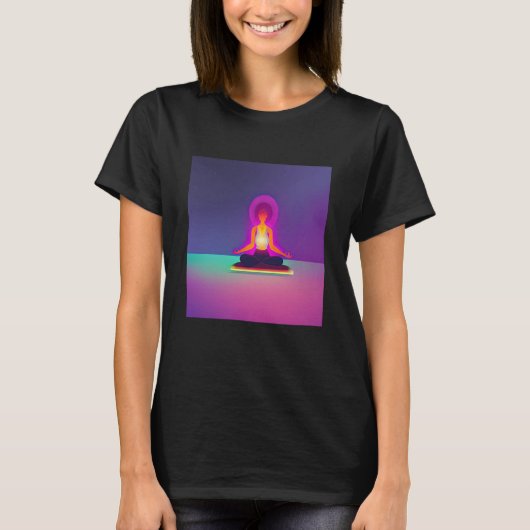 Yoga Girl Female Sun Salutation Meditation Chakra  Tシャツ (正面)