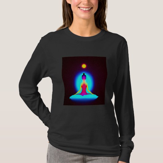Yoga Girl Female Sun Salutation Meditation Chakra  Tシャツ (正面)
