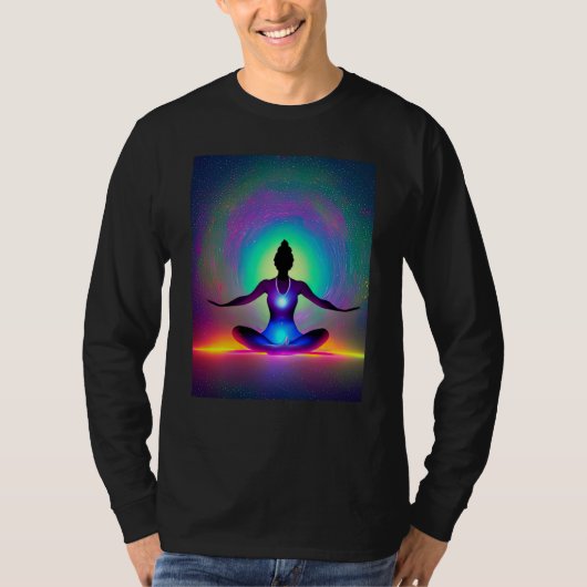 Yoga Girl Female Sun Salutation Meditation Chakra  Tシャツ (正面)