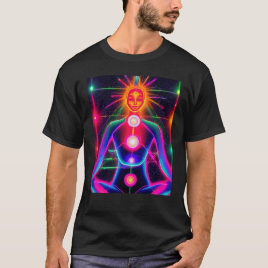 Yoga Girl Female Sun Salutation Meditation Chakra Tシャツ (正面)