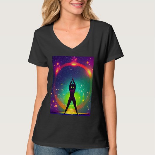 Yoga Girl Female Sun Salutation Meditation Chakra  Tシャツ (正面)