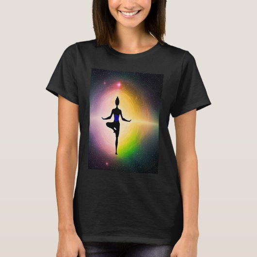 Yoga Girl Female Sun Salutation Meditation Chakra Tシャツ (正面)