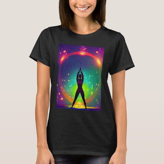 Yoga Girl Female Sun Salutation Meditation Chakra  Tシャツ (正面)
