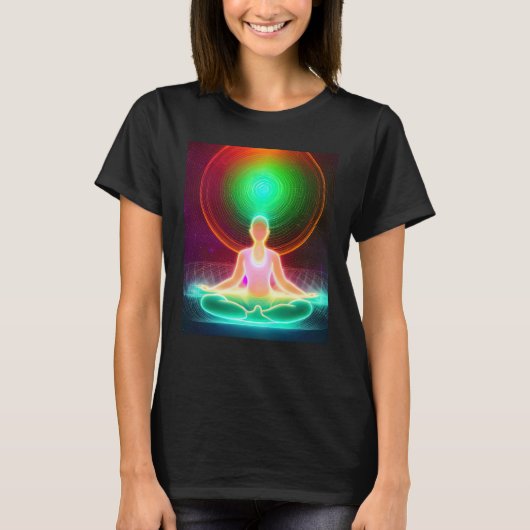 Yoga Girl Female Sun Salutation Meditation Chakra Tシャツ (正面)