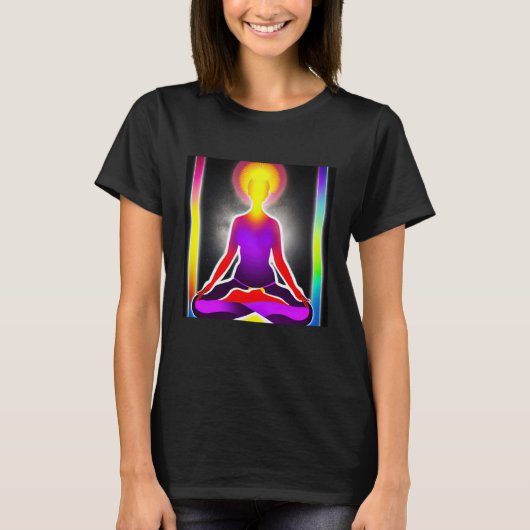 Yoga Girl Female Sun Salutation Meditation Chakra Tシャツ (正面)