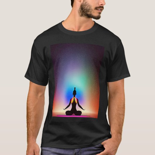 Yoga Girl Female Sun Salutation Meditation Chakra  Tシャツ (正面)
