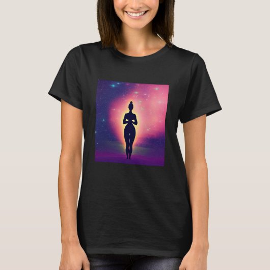 Yoga Girl Female Sun Salutation Meditation Chakra  Tシャツ (正面)