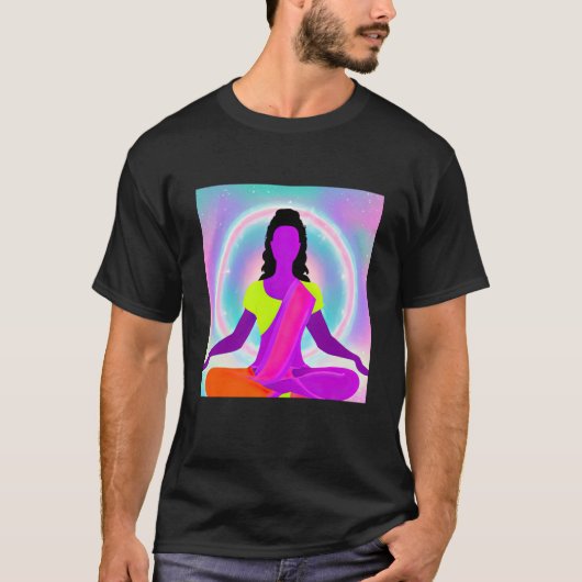 Yoga Girl Female Sun Salutation Meditation Chakra  Tシャツ (正面)