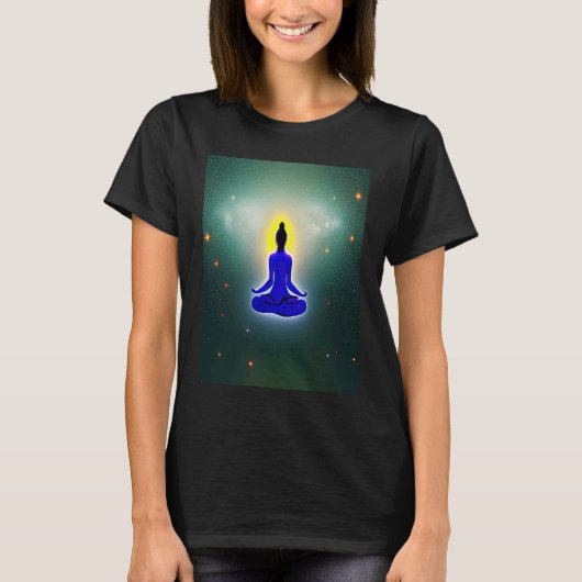 Yoga Girl Female Sun Salutation Meditation Chakra Tシャツ (正面)