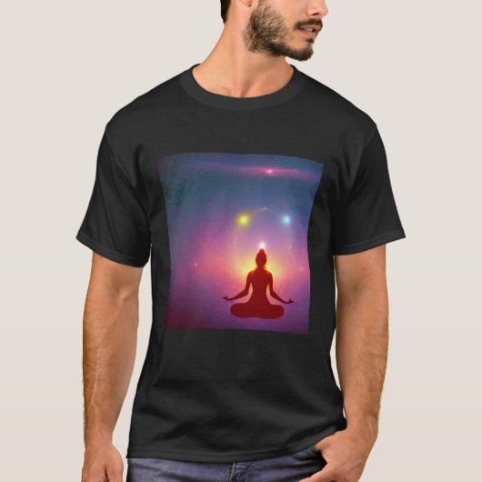Yoga Girl Female Sun Salutation Meditation Chakra  Tシャツ (正面)