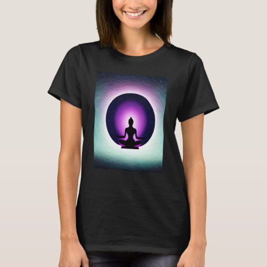 Yoga Girl Female Sun Salutation Meditation Chakra Tシャツ (正面)