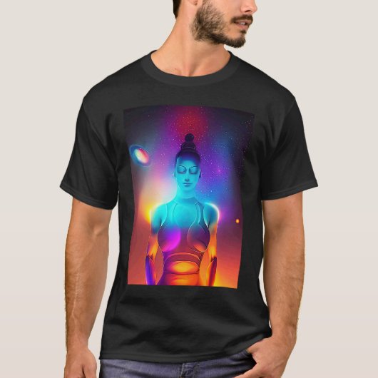 Yoga Girl Female Sun Salutation Meditation Chakra  Tシャツ (正面)