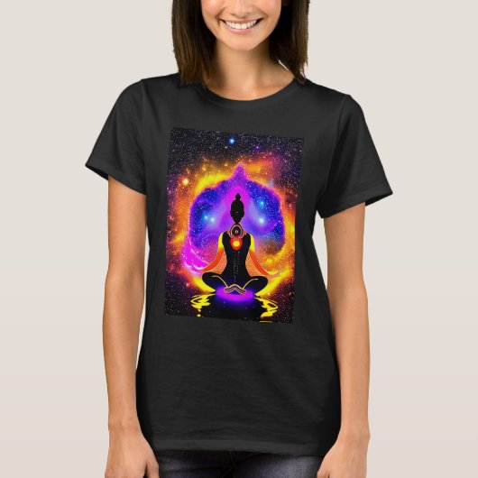Yoga Girl Female Sun Salutation Meditation Chakra  Tシャツ (正面)