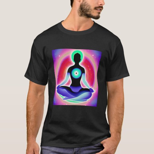 Yoga Girl Female Sun Salutation Meditation Chakra  Tシャツ (正面)