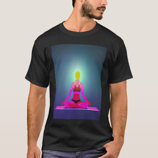 Yoga Girl Female Sun Salutation Meditation Chakra  Tシャツ (正面)